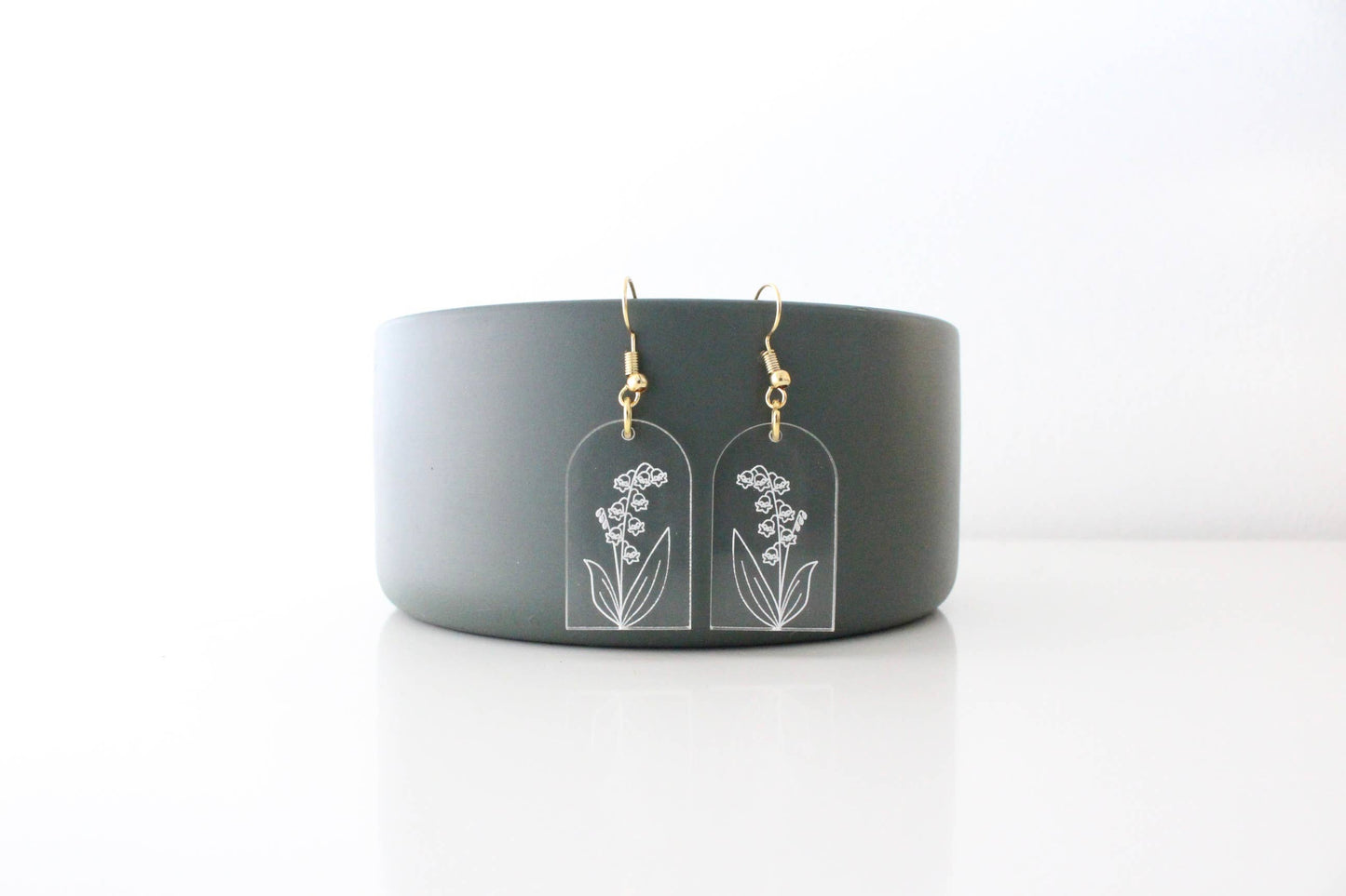 Acrylic Birth Flower Dangle Earrings