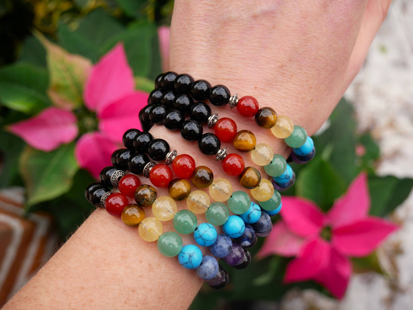Chakra with Onyx Beaded Bracelets 8mm