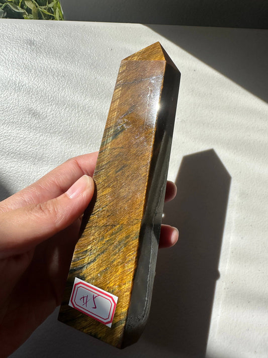 Large Tiger's Eye Crystal Tower Obelisk – Courage & Inner Strength