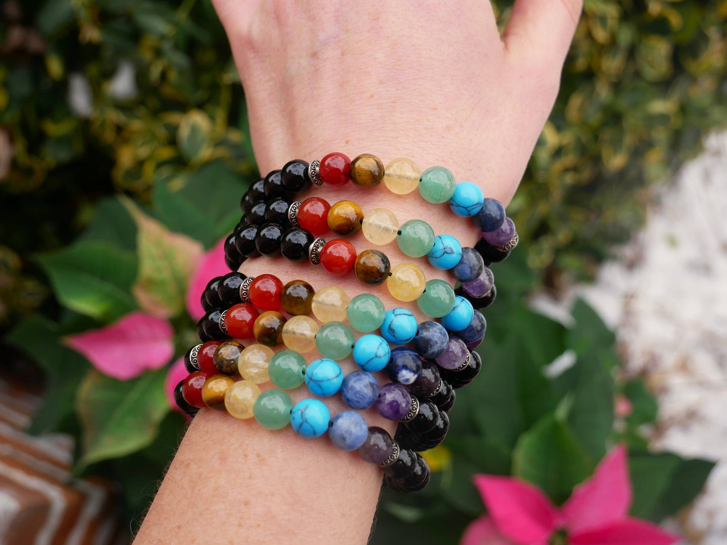 Chakra with Onyx Beaded Bracelets 8mm