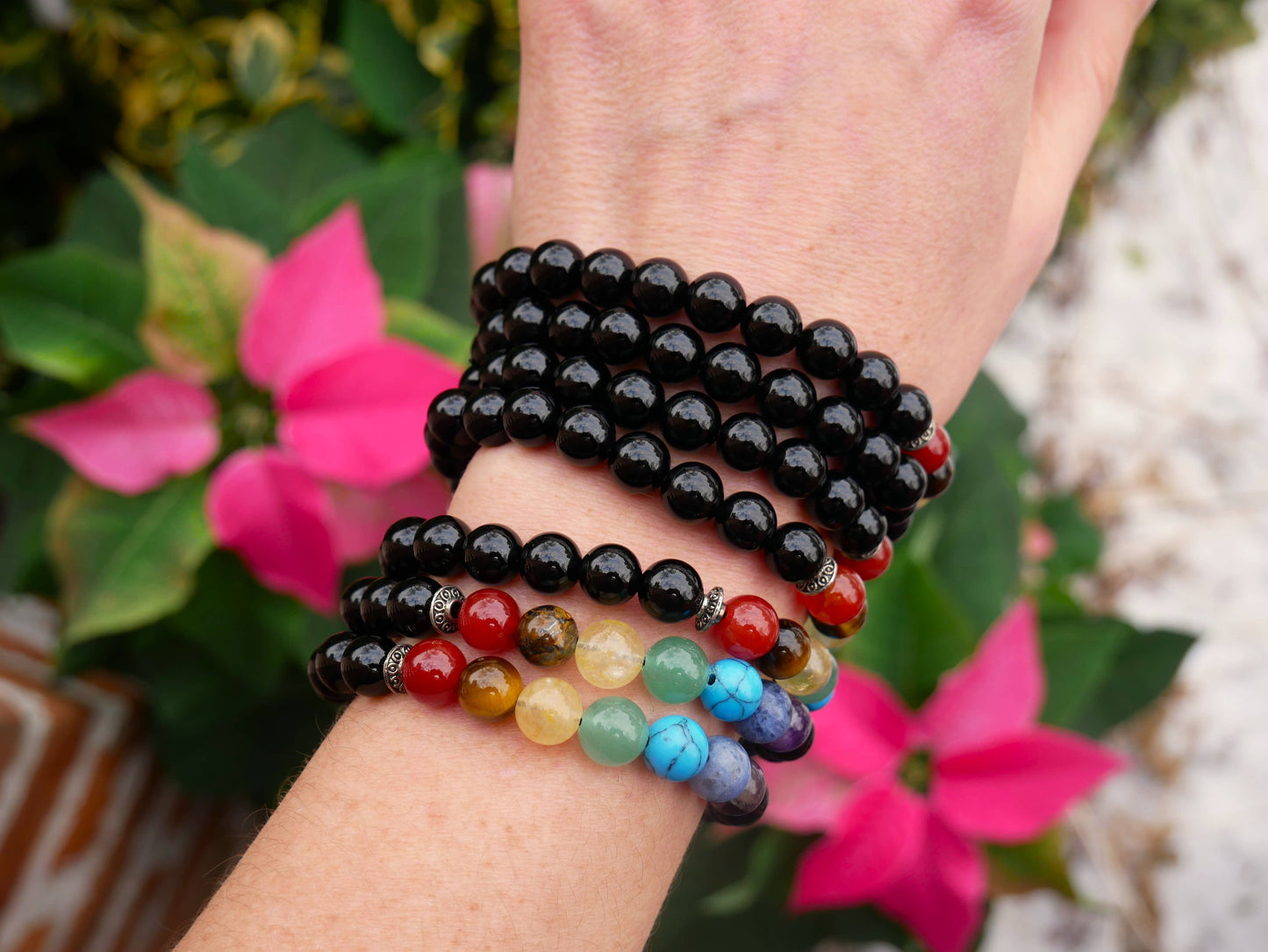 Chakra with Onyx Beaded Bracelets 8mm