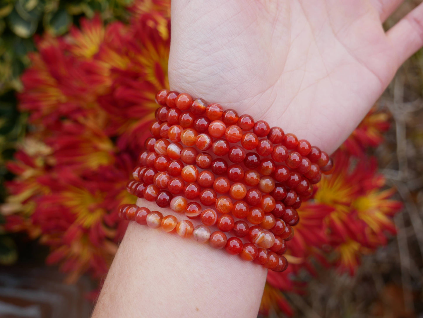 Carnelian Beaded Bracelets 6mm