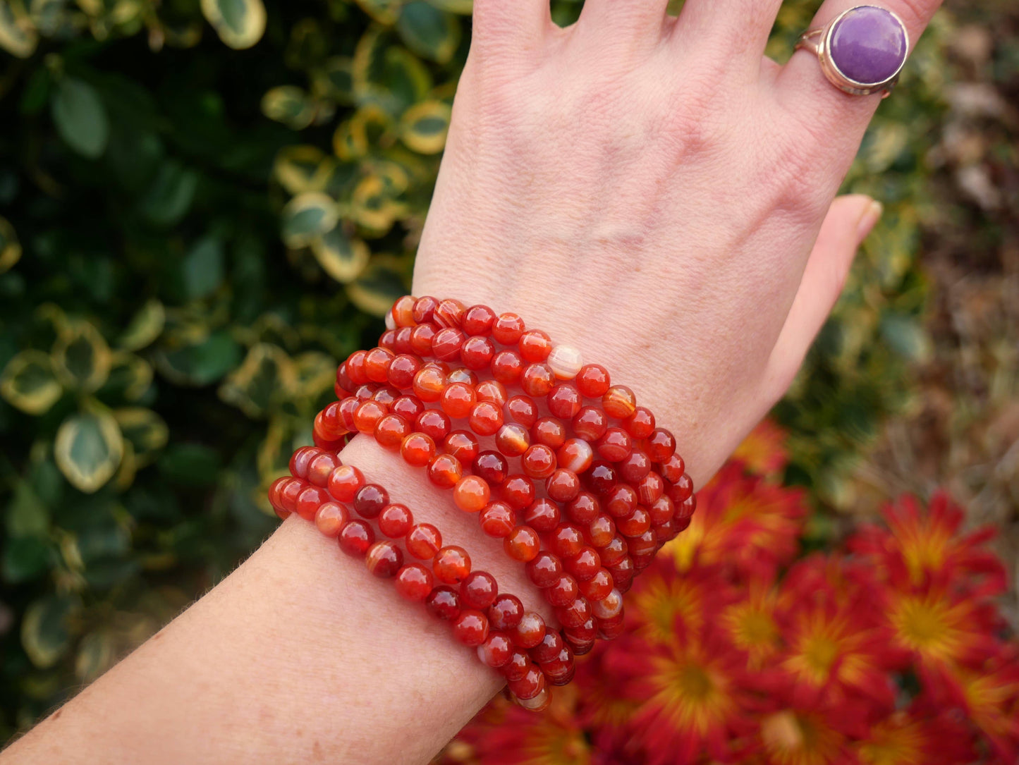Carnelian Beaded Bracelets 6mm