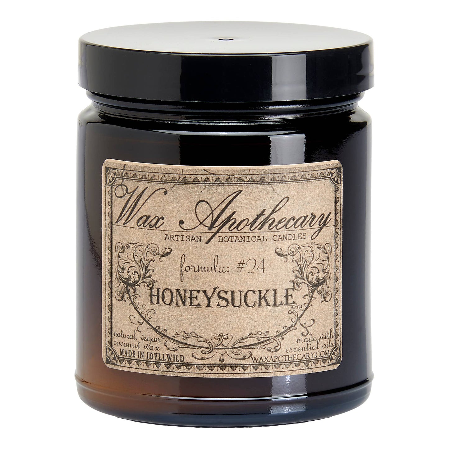 Honeysuckle 6oz Botanical Candle in Amber Glass Jar