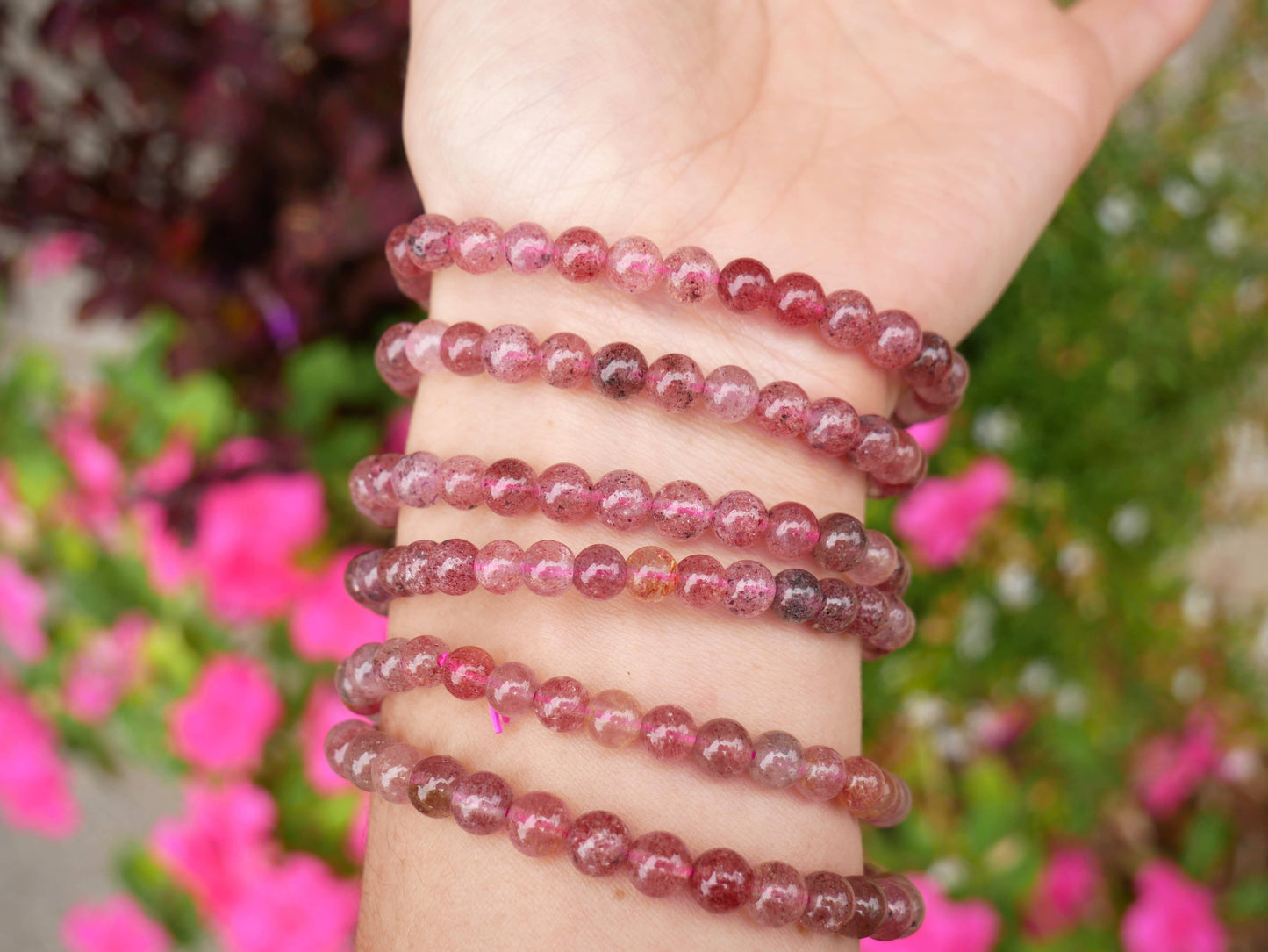 Strawberry Quartz Beaded Bracelets 6mm