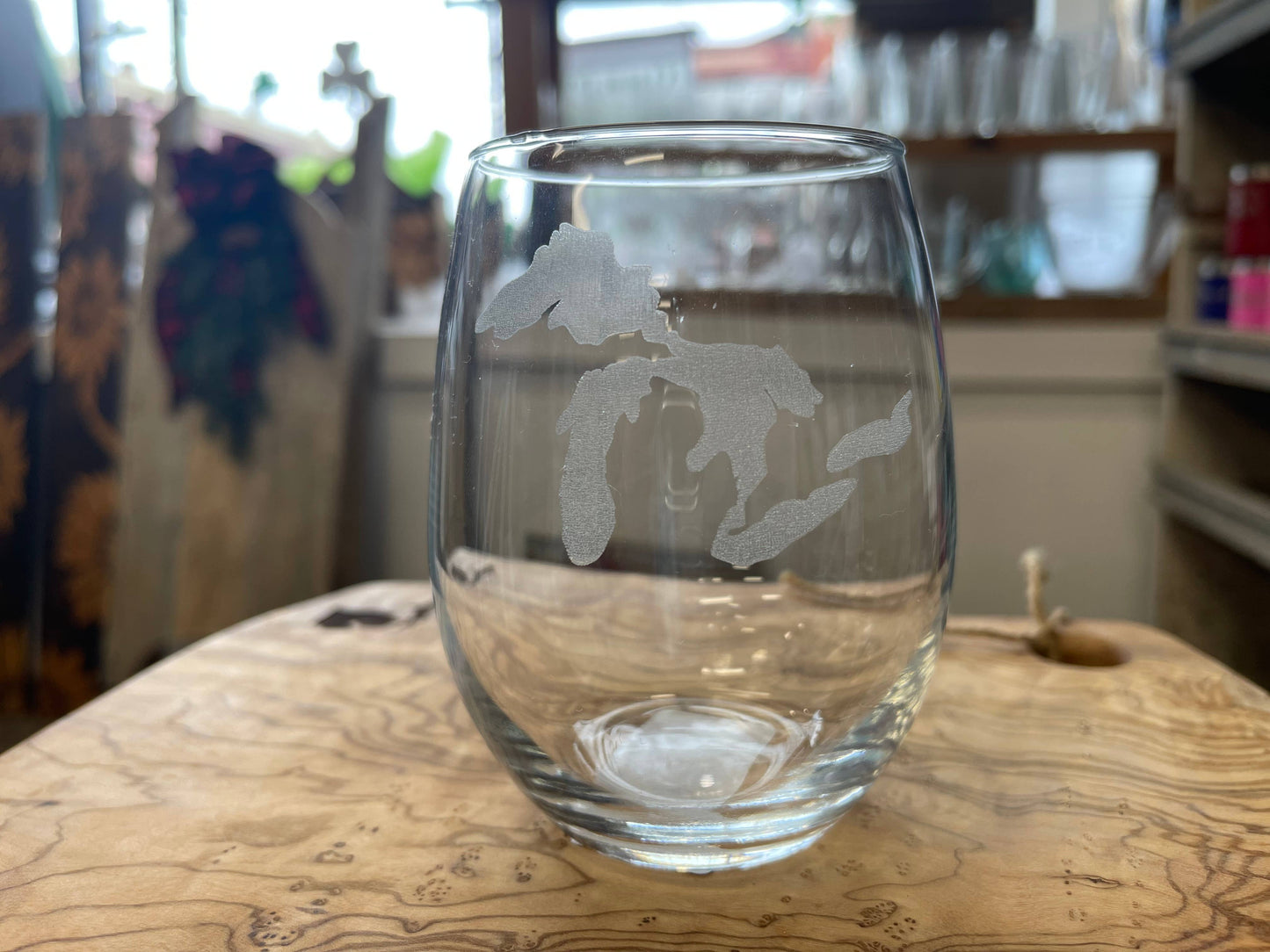 Stemless Wine Glass  Great Lakes Michigan