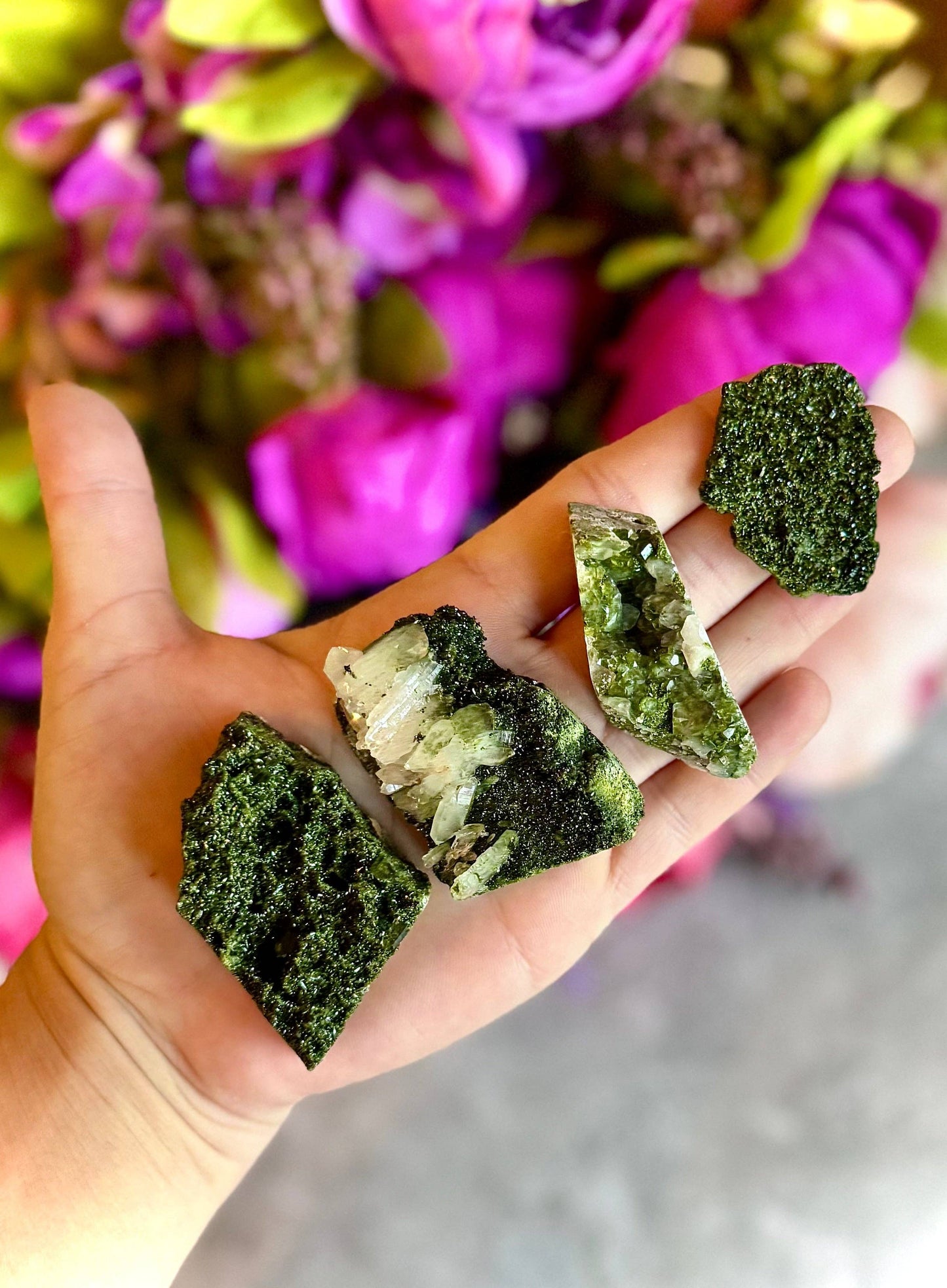 Forest Epidote Specimens from Turkey, Epidote and Quartz, Epidote Clusters